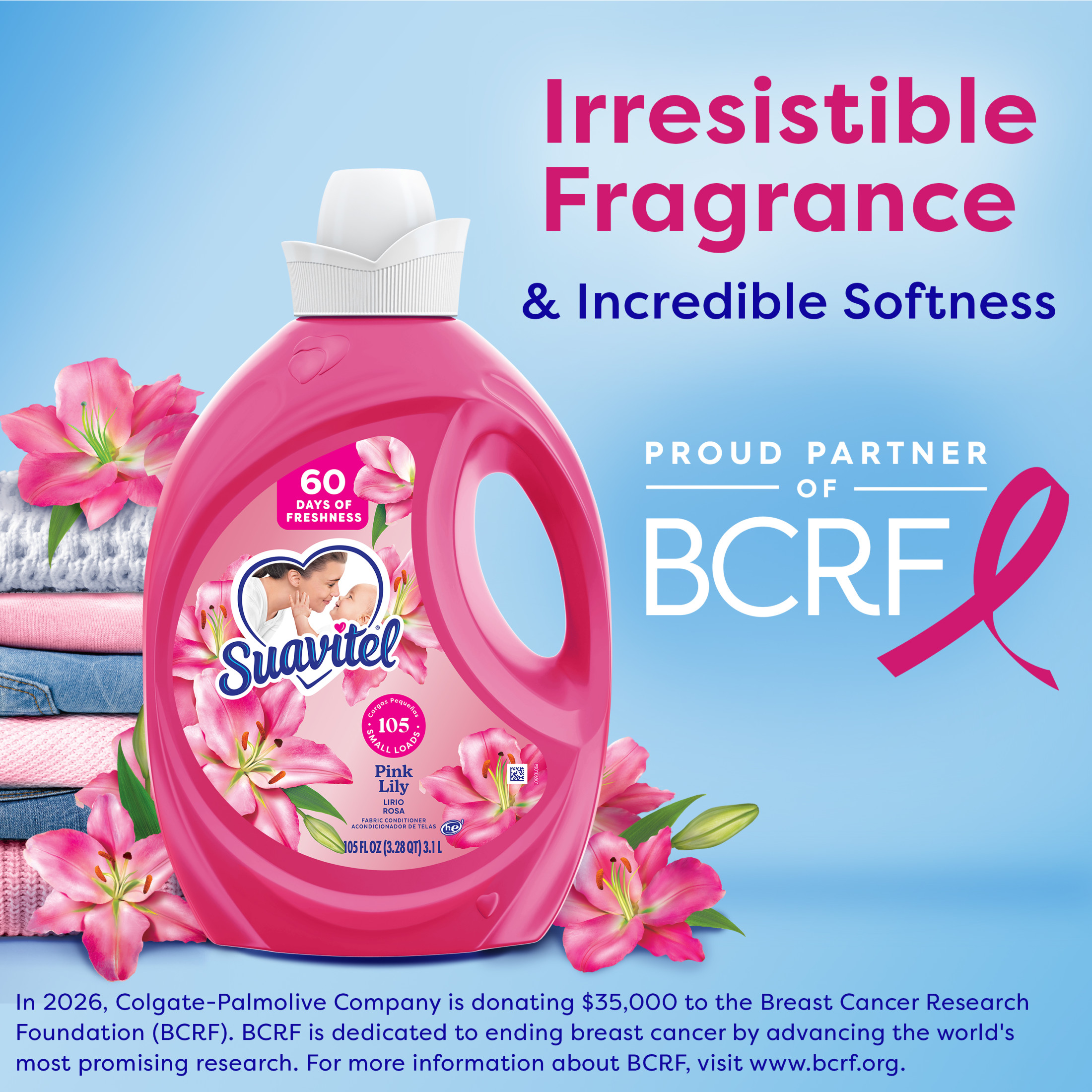 Suavitel Concentrated Fabric Softener, Pink Lily, 105 fl oz photo 2