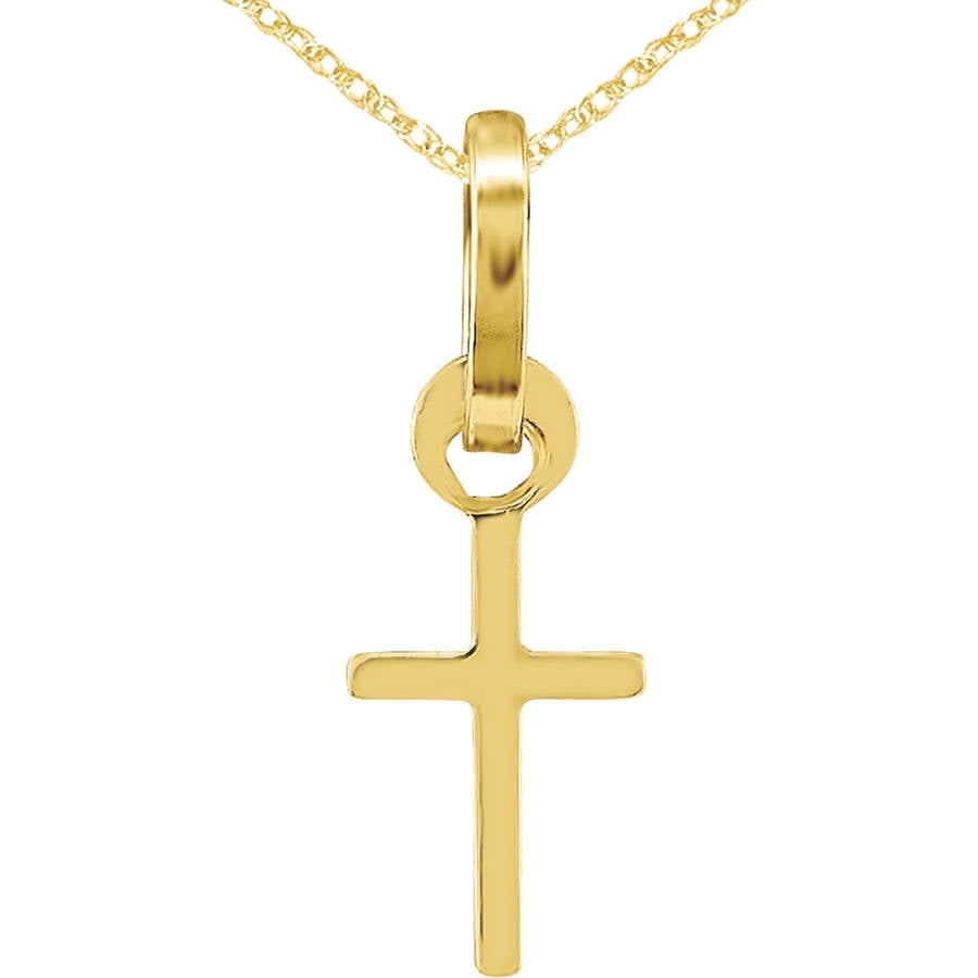 14 Karat Yellow Gold Cross Necklace 