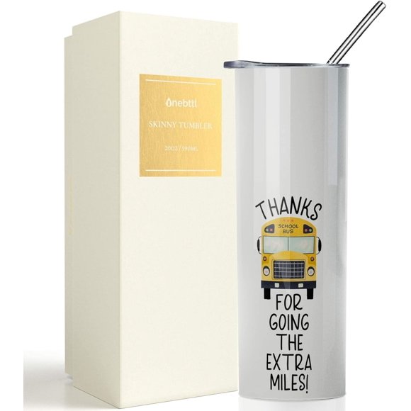 Appreciation Gifts for Women - Thanks for Going the Extra Miles - 20oz/590ml Skinny Stainless Steel Insulated Tumbler - Christmas Thank you Gift for -(White)