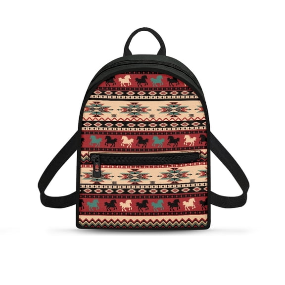 Eheartsgir Horse Pattern Ladies Backpack Purse Lightweight Small Backpack for Shopping Travel, Polyester Waterproof Mini Backpack