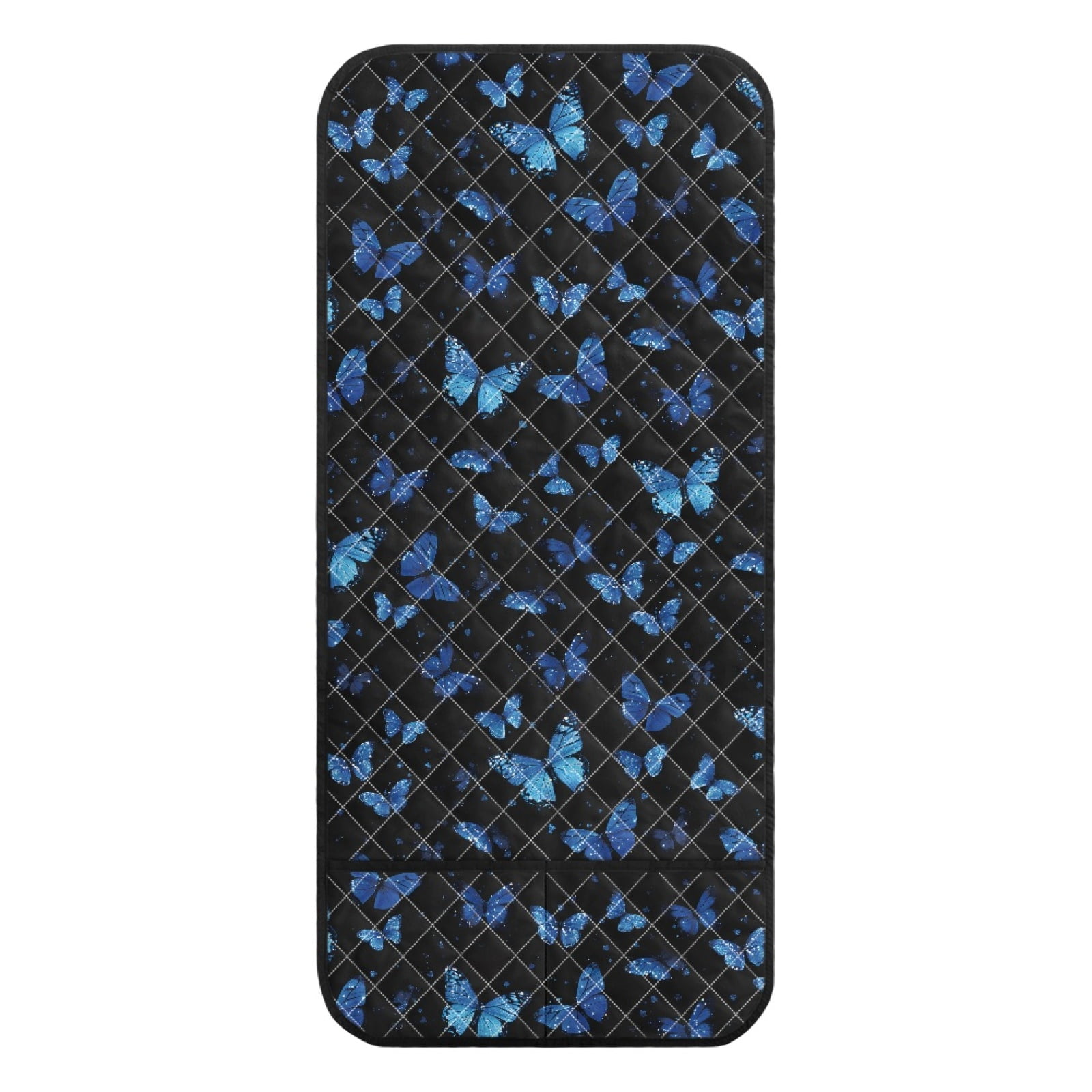 TSOVTHRID Blue Butterfly Glitter Print Sofa Armrest Cover Washable Armchair Slipcovers with Side Storage Pocket Couch Arm Protector Non-Slip Chair Arm Covers