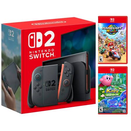 Nintendo Switch 2 Console with Mario Kart World and Kirby The Forgotten Land Bundle