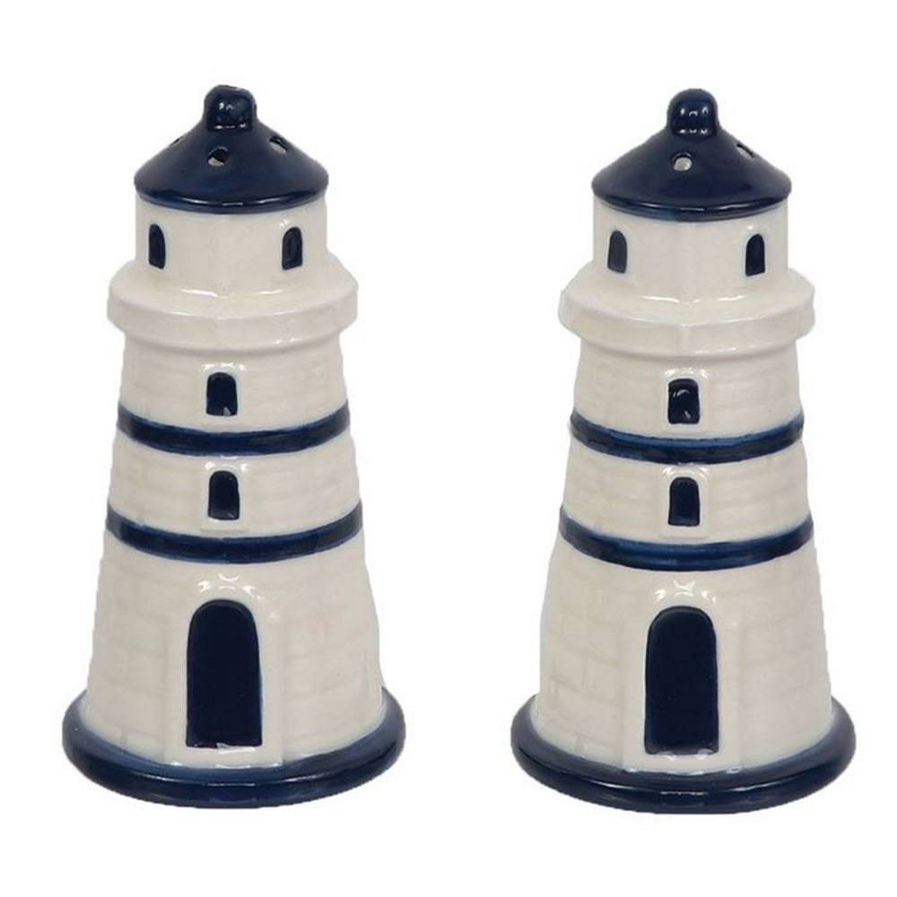 Navy Blue and White Lighthouses Salt and Pepper Shakers Set Walmart