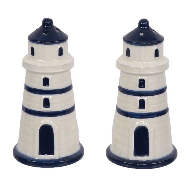 Navy Blue and White Lighthouses Salt and Pepper Shakers Set Walmart
