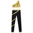 thumbnail image 3 of vastwit Kids Girls Sports Gymnastic Outfits One Shoulder Metallic Crop Vest with Leggings Jazz Dance Gold 6, 3 of 5