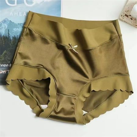 Women S Panties Womens Premium Satin Ice Silk High Waist Panties Satin Ice Silk Seamless Shaping Briefs Ice Silk High Waist Pantie Green Women S Polyester Casual Pants M