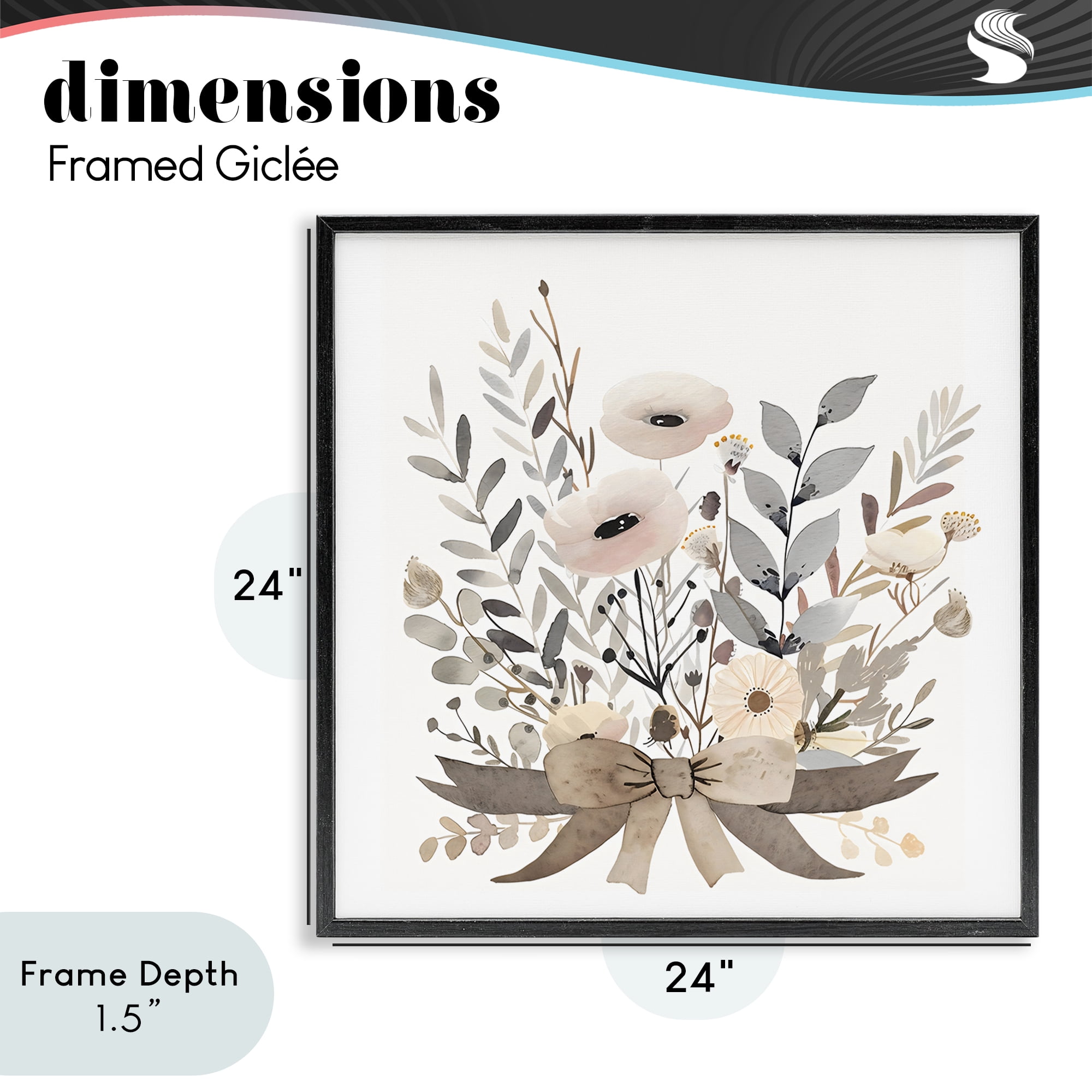 Stupell Industries Neutral Floral Bouquet Beige Black Framed Giclee Art, design by Creative Studio