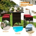 thumbnail image 6 of Costway 5 Pcs PE Rattan Bar Set with 4 Stools and Storage, Red, 6 of 9