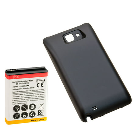 5000mAh Extended Battery + Black Door for Samsung Galaxy Note 1 (Best Extended Battery For Note 4)