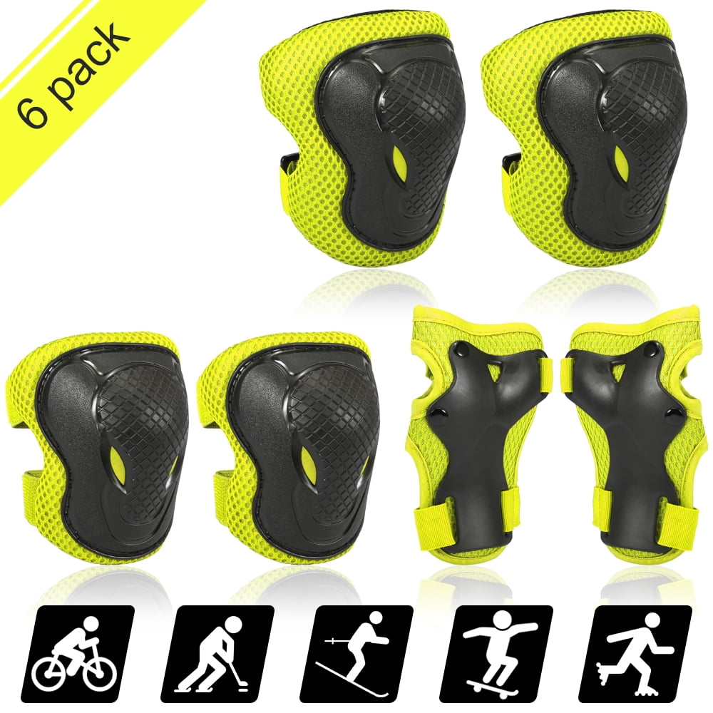 6 Pcs Set Kids Wrist Elbow Knee Pads Sports Gear Roller Skating Protector Guards 