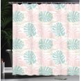 thumbnail image 4 of Ambesonne Blush Pink Shower Curtain, Bicolour Monstera Leaves, 69"Wx84"L, White and Multicolor, 4 of 5
