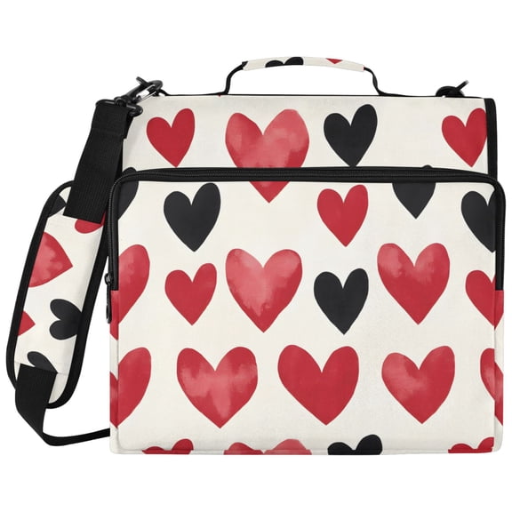 ALAZA Zipper Binder Red Hearts Pattern 2 inch 3 Ring 500 Sheet Capacity Trapper Keeper File Folder Organizer Bag