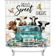 thumbnail image 2 of 4PCS Highland Cow Shower Curtain Sets with Rugs, Waterproof White Fabric Shower Curtain, Hello Sweet Cheeks Teal Truck Farm Animals Floral Butterfly Western Rustic Farmhouse Bathroom Decor, 2 of 7