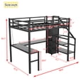 thumbnail image 4 of Leumius Loft Bed with L-shaped Desk Usb, Wardrobe and Adjustable Shelf, High LED Lights for Kids,Teens, Metal, Twin XL Size, Black, 4 of 12