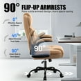 thumbnail image 3 of Dhole Ergonomic High-Back PU Leather Office Chair with 120° Recline & Flip-Up Arms - Home Office Desk Chair for Work, Study, Gaming, 300LBS Capacity (Khaki), 3 of 8