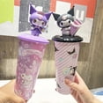 thumbnail image 5 of Vaso de agua para niños Sanrio Kuromi de 470 ml, vaso de plástico de verano, diagonal, portátil, de gran capacidad, para niños, vasos de agua, pipeta de silicona, 5 of 5