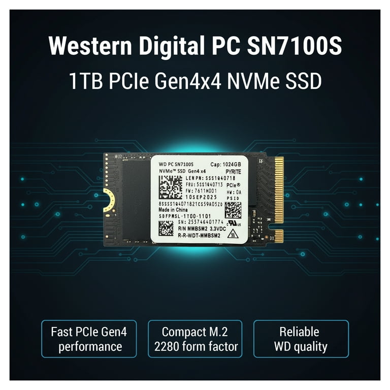 Western Digital PC SN7100S NVMe SSD 1024GB 2242 Gen 4x4 SDFPMSL