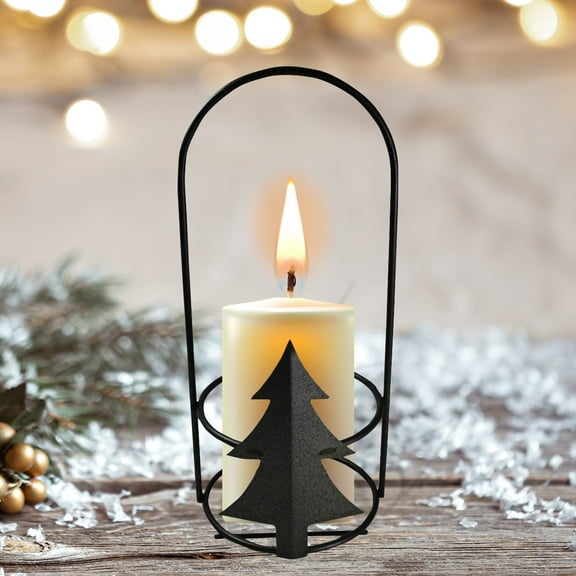 Renovator's Supply 10.5" Black Christmas Décor Theme Candle Holder Iron