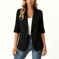 thumbnail image 6 of Vmvidoty 2026 Blazer for Women Business Casual Outfits Ruched 3/4 Sleeve Lapel Spring Dressy Suit Jackets Black S, 6 of 8