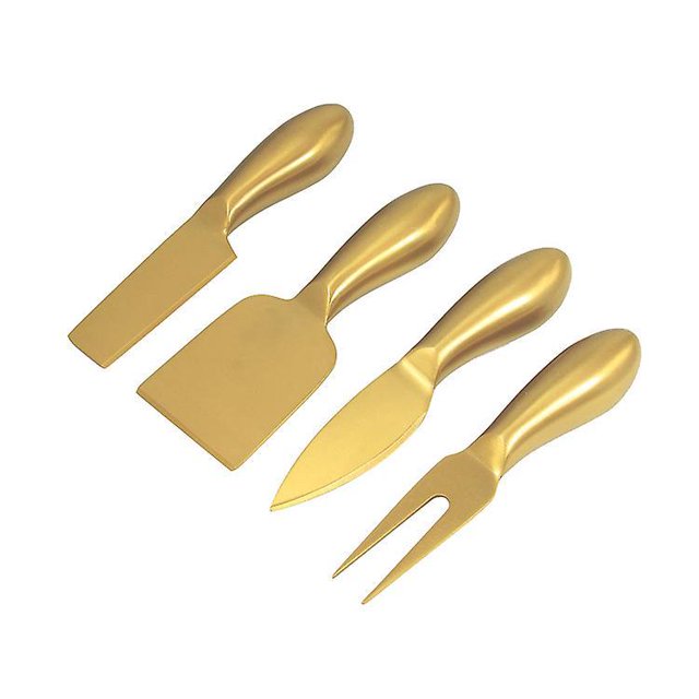 Juego de 4 cuchillos para queso, cortador de sándwich de mantequilla para desayuno de acero inoxidable (4, dorado)