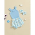 thumbnail image 2 of Suealasg 3 6 12 18 Months Baby Girls Clothes Sleeveless Ribbed Romper Daisy Print Shorts Headband Sets Newborn Girls 3Pcs Summer Outfits, 2 of 6
