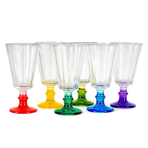 STP GOODS Vintage Style Shot Glass Set of 6 pcs 1.7 fl oz (50 ml) Lafitnik Clear Shot Glasses with Stem for Whiskey Vodka Tequila Sherry Glasses Glass Barware, Multicolor
