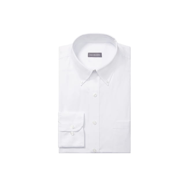 Camisa de vestir Van Heusen Pinpoint, corte regular, blanca, para hombre