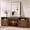Brown, variant on VanAcc 70" Fluted Fireplace TV Stand for TVs Up to 80", Modern TV Console with 30" Electric Fireplace & Storage Cabinets, for Living Room, Natural Oak