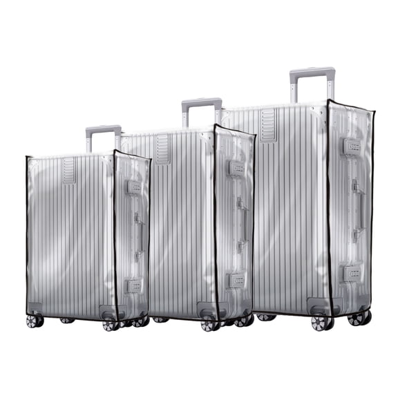 3 Pieces Clear PVC Suitcase Covers for Luggage, Waterproof Anti-scratch Luggage Cover Protector with Hook and Loop, Full Thicken Transparent Suitcase Protector for Traveling Fits 20" 24" 28"