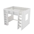 thumbnail image 6 of Harper & Bright Designs Queen Hight Loft Bed with Storage Shelves & Cabinet, Solid Wood Loft Bed Frame with Bookcase and Under-Bed Space for Dorm Apartment, White, 6 of 12