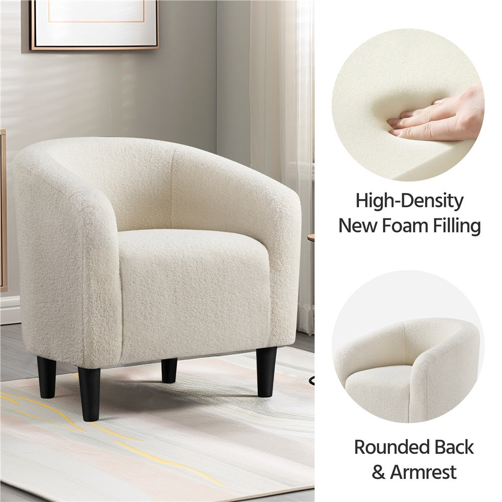 Yaheetech Upholstered Club Chair, Ivory photo 4