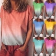 thumbnail image 6 of Canis Womens Summer Short Sleeve Gradient Plus Size Casual Beach T Shirt Tops Blouse, 6 of 6