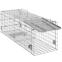 KFFKFF Live Capture Animal Trap 24"x8"x8", Durable Galvanized Iron Cage, Collapsible Design with Carrying Handle for Safe Transport of Rabbits, Feral Cats, Squirrels