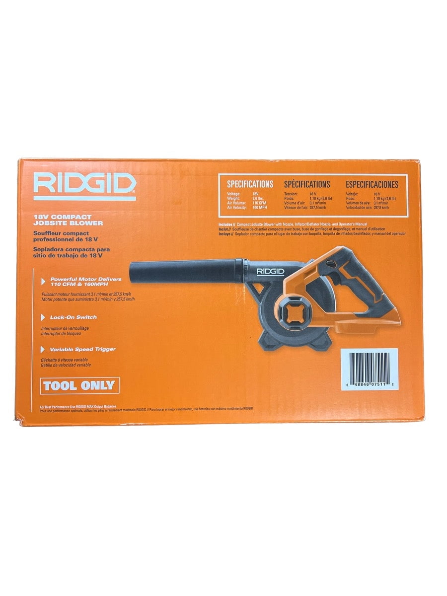 RIDGID 18V Lithium-Ion Cordless Compact Jobsite Blower with  Inflator/Deflator Nozzle R86043B - The Home Depot