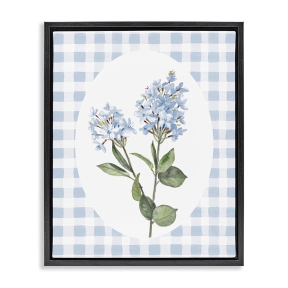 Stupell Industries Blue Checkered Blooms Black Framed Floater Canvas Wall Art, design by Lanie Loreth