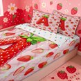 thumbnail image 3 of meiyoeat Strawberry Letter A Zipper Twin Comforter Sets with Fitted Sheet and 2 Pillowcases for Kids, Princess Buffalo Zipper Bedding Set for Bedroom, Pink, Polkadot Reversible, 4-Piece, 3 of 6