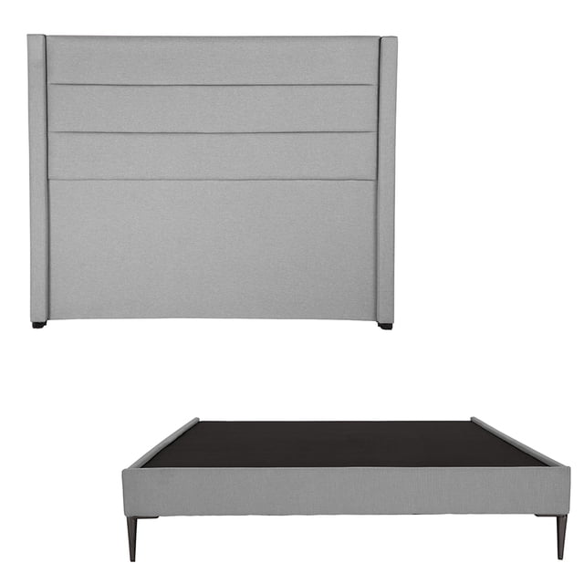 Box Base Cama Slim Matrimonial + Cabecera Lugo Gris