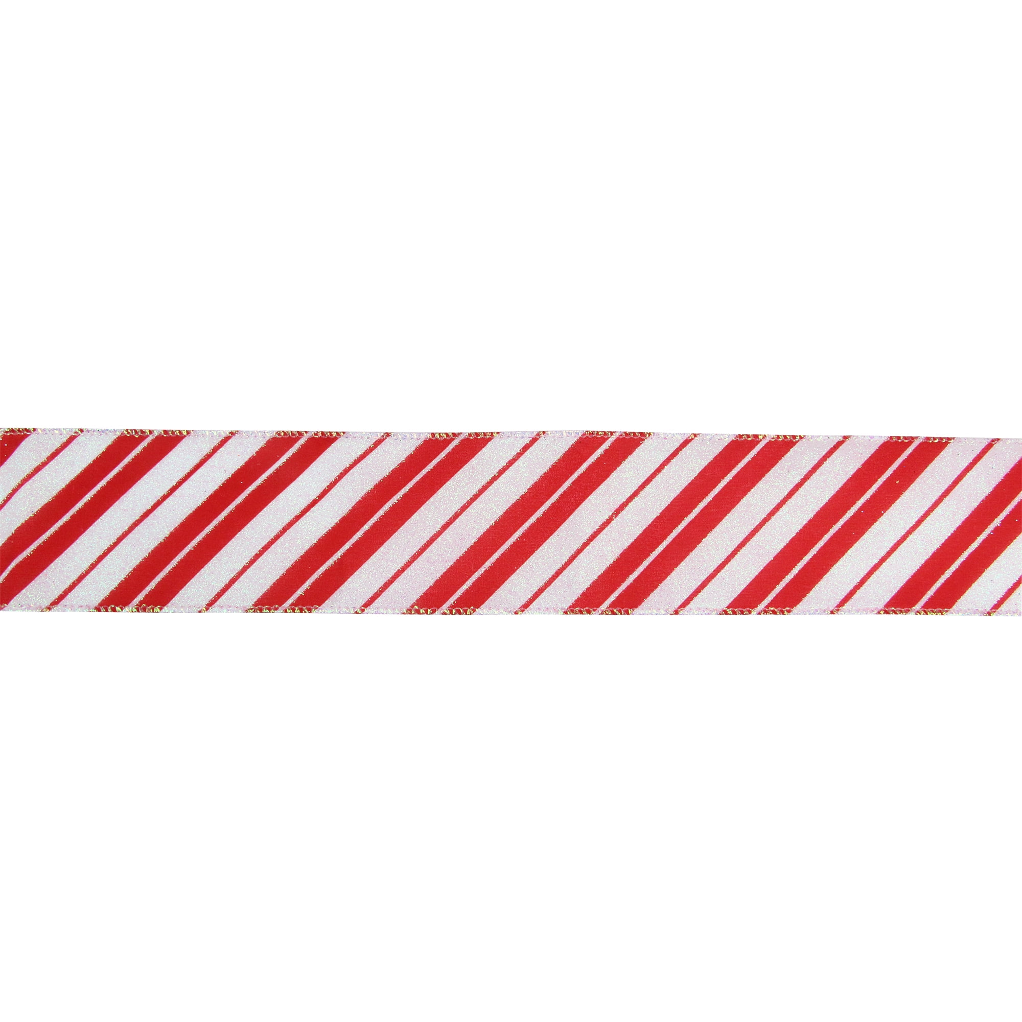 Red and White Striped Christmas Wired Craft Ribbon 2.5" x 16 Yards