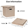 thumbnail image 2 of Contenedores de almacenamiento con tapas, cajas plegables de tela de lino con tapa, caja de almacenamiento plegable para clóset, estantes, hogar, oficina, paquete de, 2 of 4