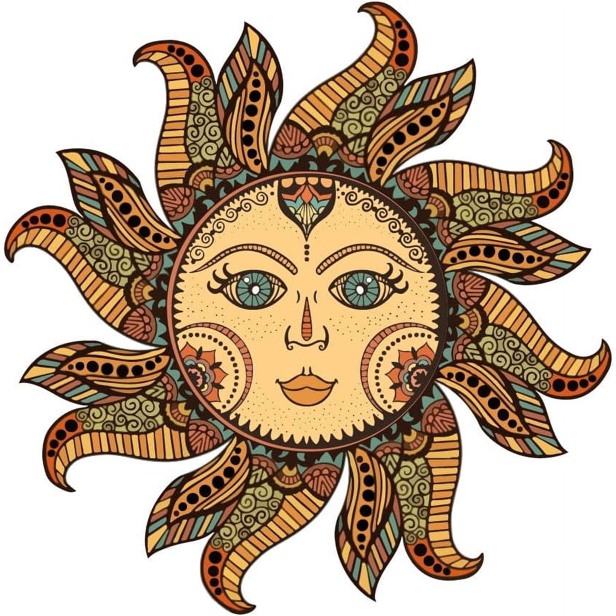 Boho Style Sun Wall Decal Sun Wall Sticker Peel and Stick Vinyl Decals DIY Art Wall Decorations to Stick On The Wall for Living Room Bedroom Preppy Room Colorful
