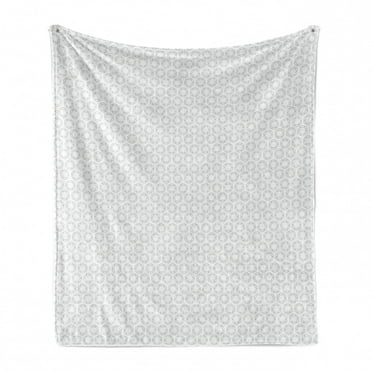 Minimalist Soft Flannel Fleece Throw Blanket, Circular Petals Flower in Uninterrupted Symmetrical Arrangement Pattern, Cozy Plush for Indoor and Outdoor Use, 60" x 80", White Pale Taupe, by Ambesonne