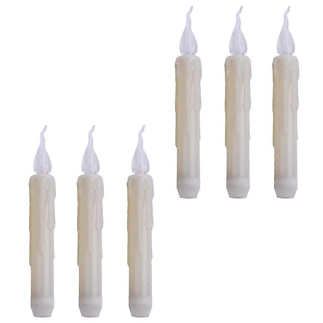 White Plastic Tabletop Light for Decor Creative Candle Design Christmas Atmosphere 6 Pieces