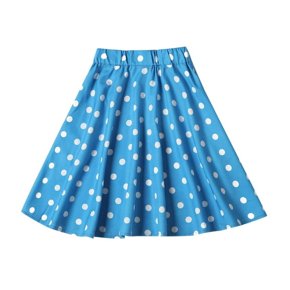 PINQI Children Skirts for Birthday Kids Toddler Baby Girls Spring Summer Polka Dot Cute Cotton Skirts Clothes for 3-8 Years(Blue,3-4 Years)