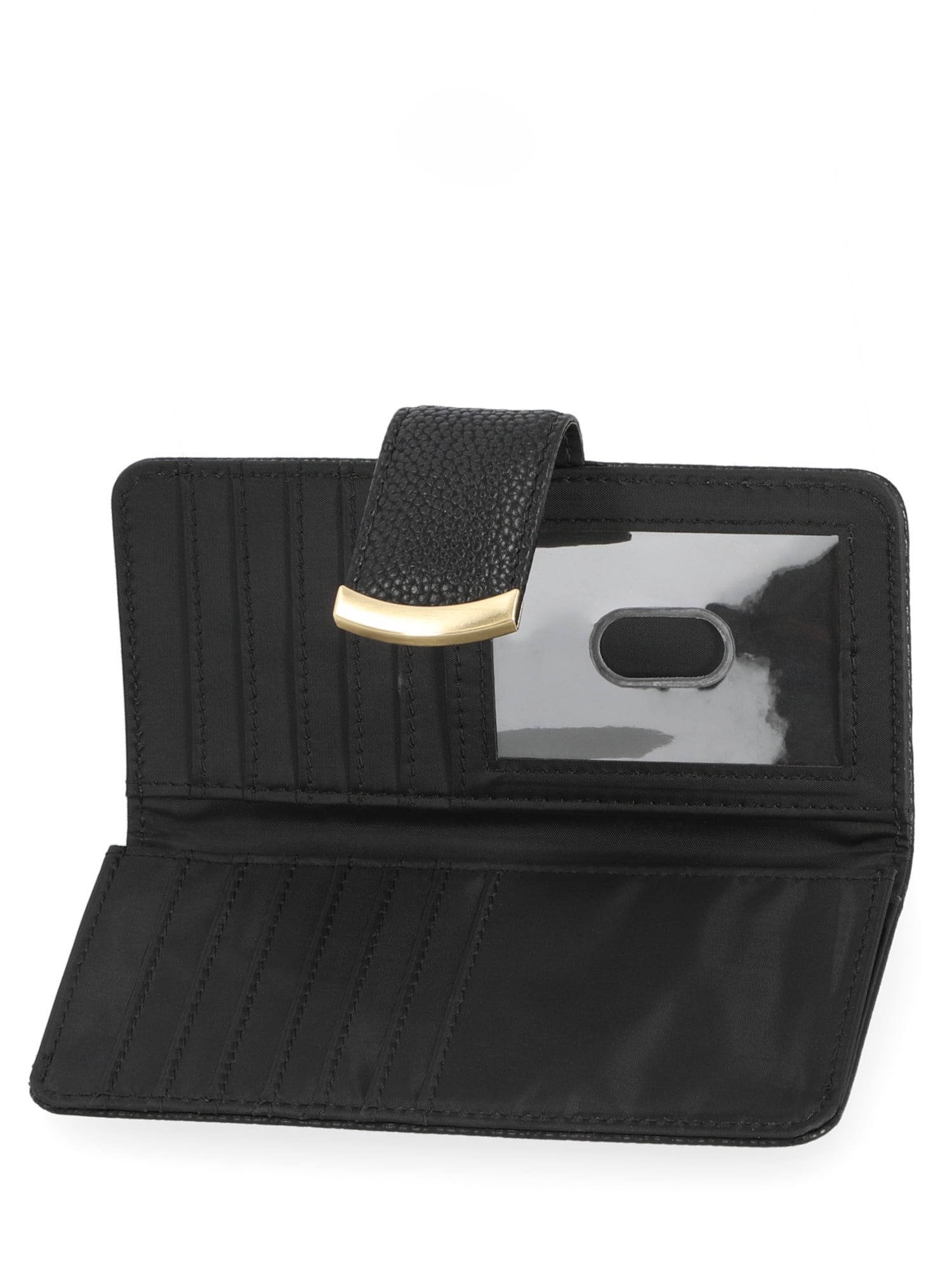 Time and Tru Women's Alexandra Slim Tab Wallet, Solid Black