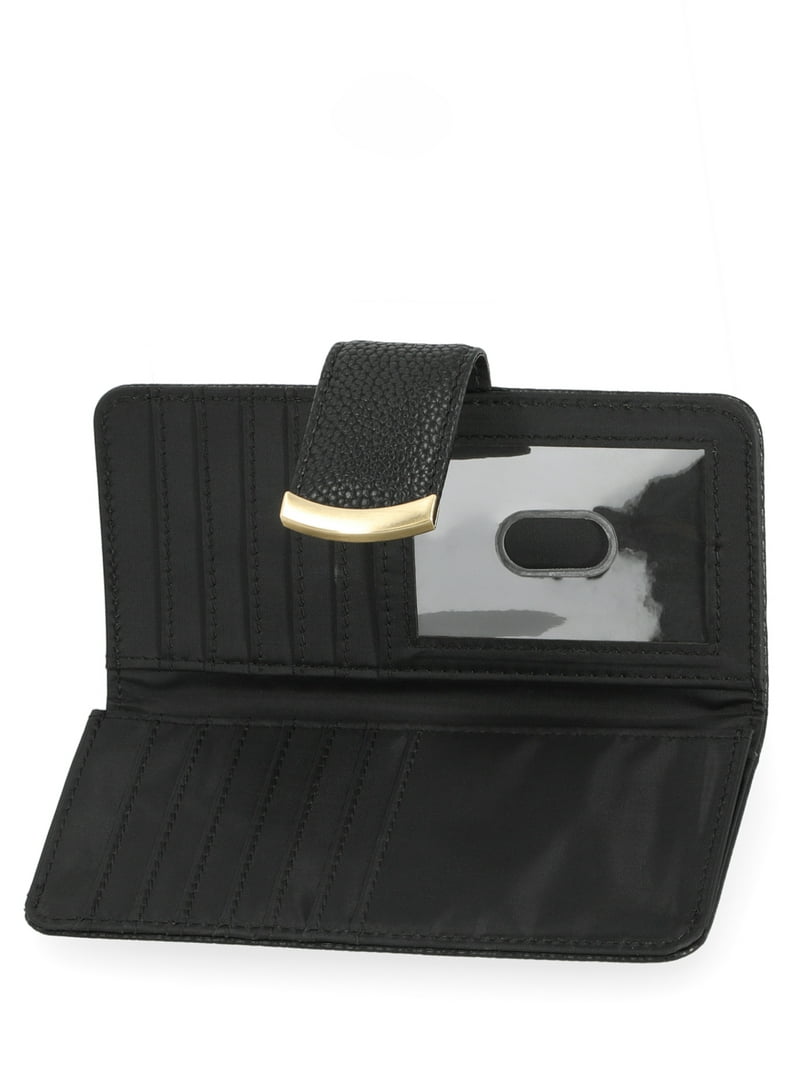 Time and Tru Women's Alexandra Slim Wallet Black Vinyl Cardholder