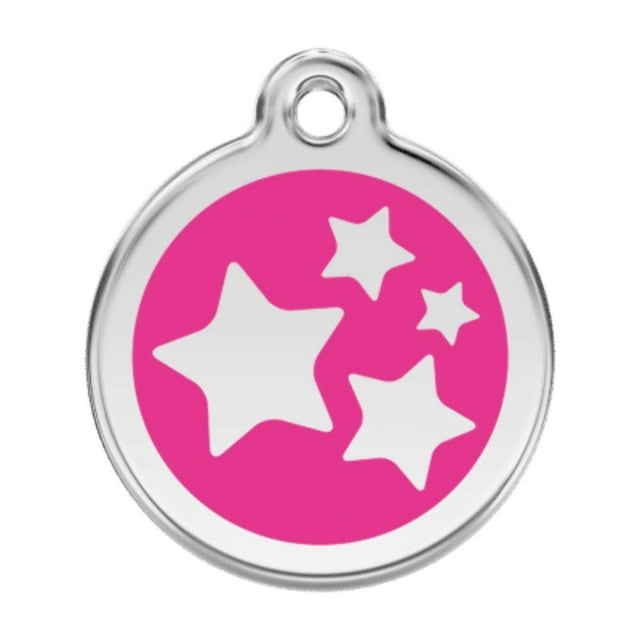 K9 Palace RedDingo Enamel pet id tag, Medium, Stars, Hot Pink