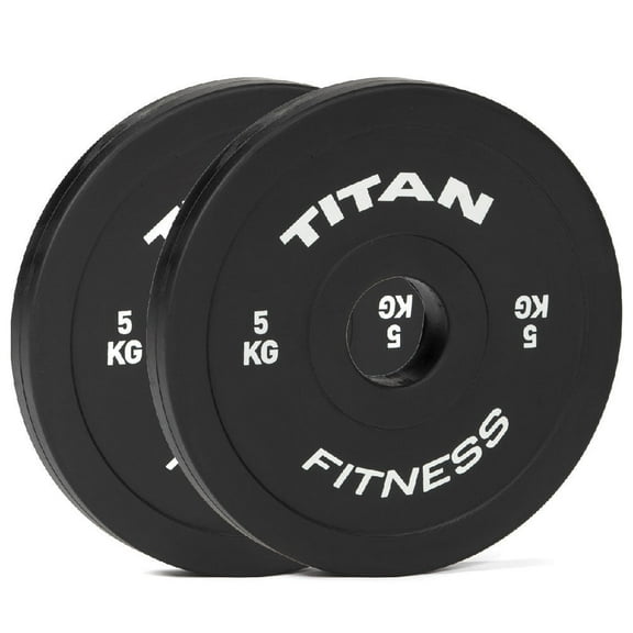 Titan Fitness 5 KG Pair Black Change Fractional Weight Plates, Rubber Coated Steel Bumper Plates, Fit Olympic Sized Barbells For Strength Training and Weightlifting