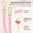 thumbnail image 3 of Uxcell 2Pcs Braided Purse Straps 60cm / 23.6" PU Leather Handbag Handles, Light Pink, 3 of 6