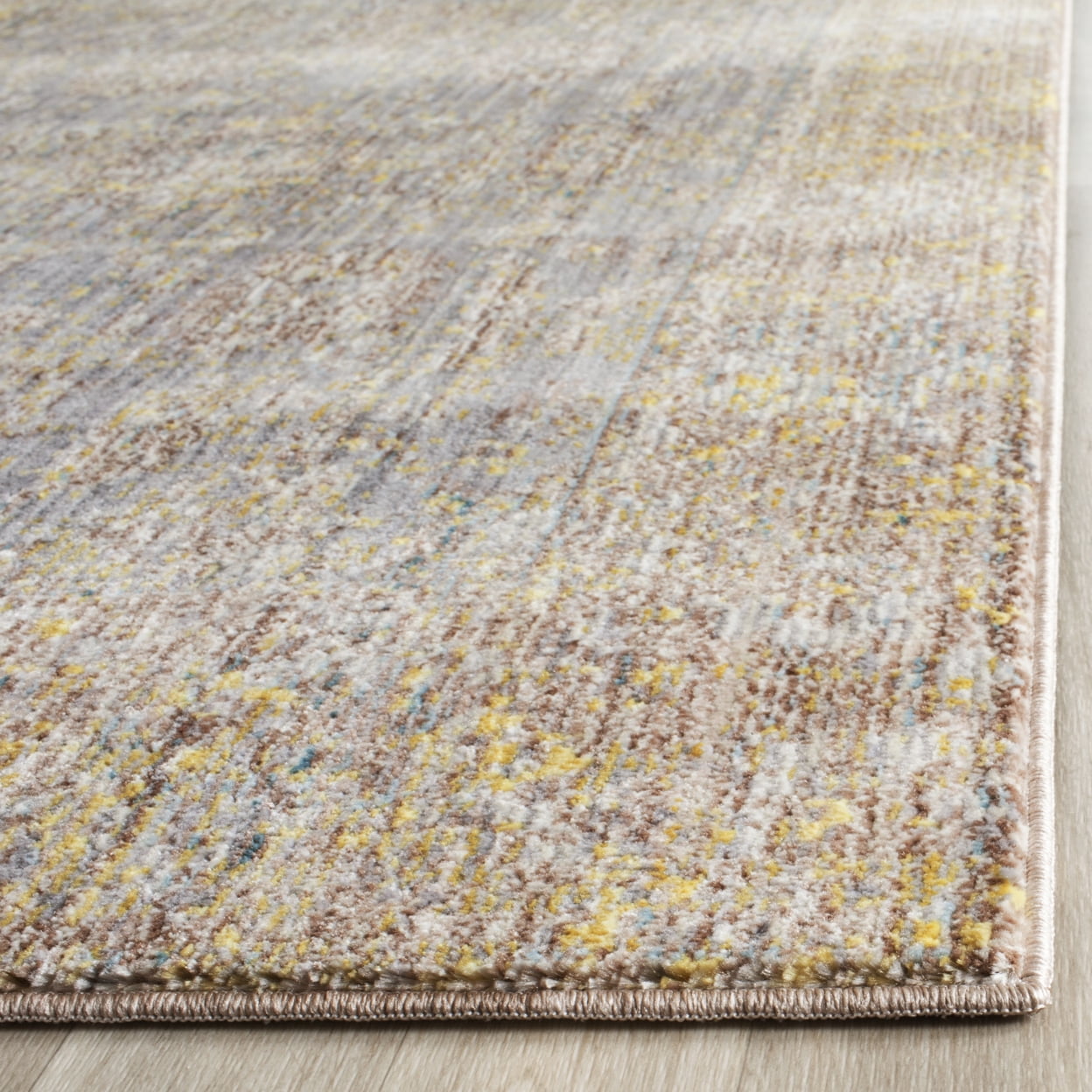 SAFAVIEH Valencia Tristen Floral Bordered Polyester Area Rug, Grey/Multi, 6' x 9'