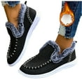 thumbnail image 2 of Womens Winter Flat Fluffy Snow Ankle Boots,Warm Faux Fur Lining Anti-Slip Slip on Loafer Casual Outdoor Plush Loafers Booties (Black,42), 2 of 9